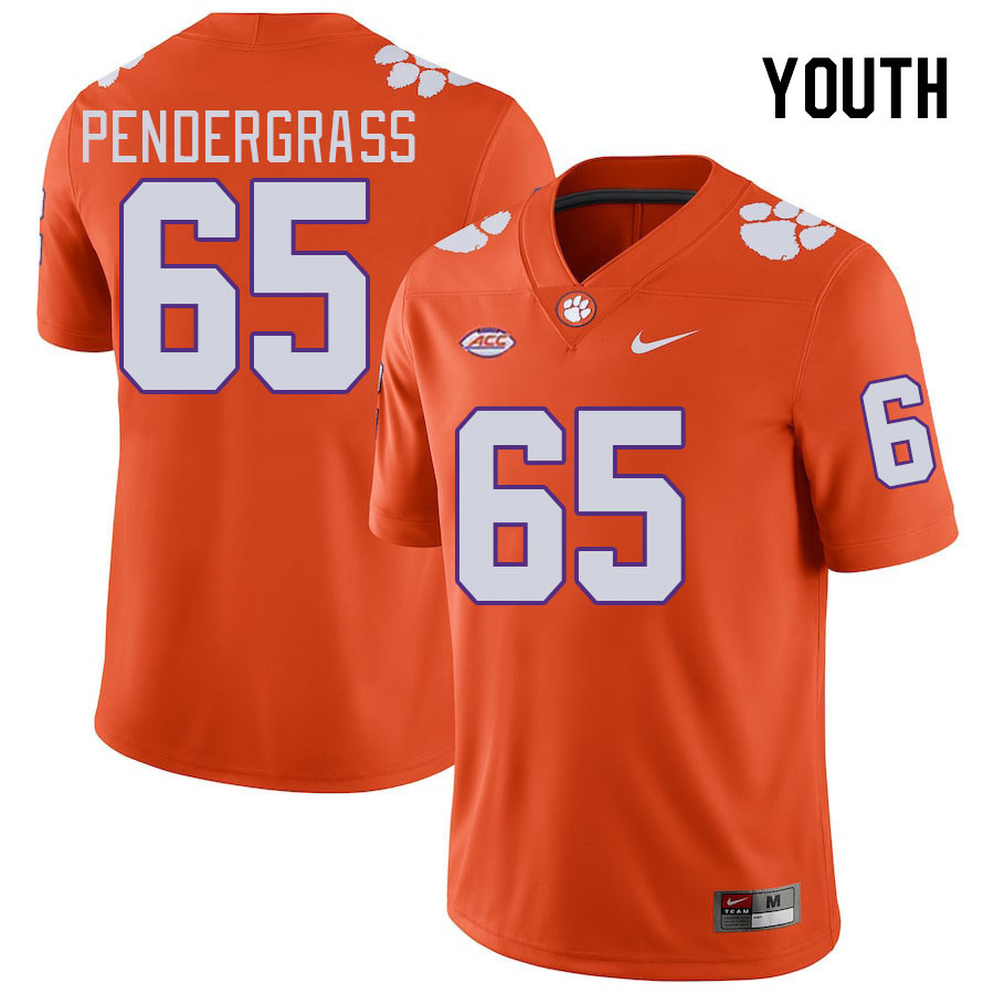 Youth #65 Chapman Pendergrass Clemson Tigers College Football Jerseys Stitched-Orange - Click Image to Close